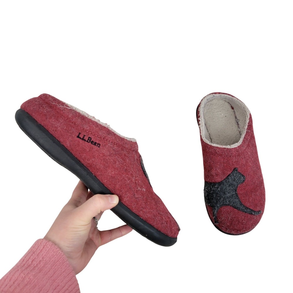 L.L. Bean Daybreak Scuffs Cat Slippers Red Black Size 10